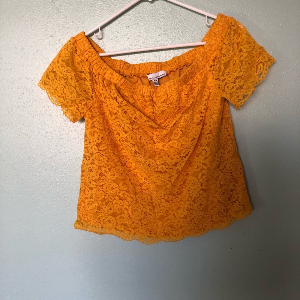 Mustard color lace crop top